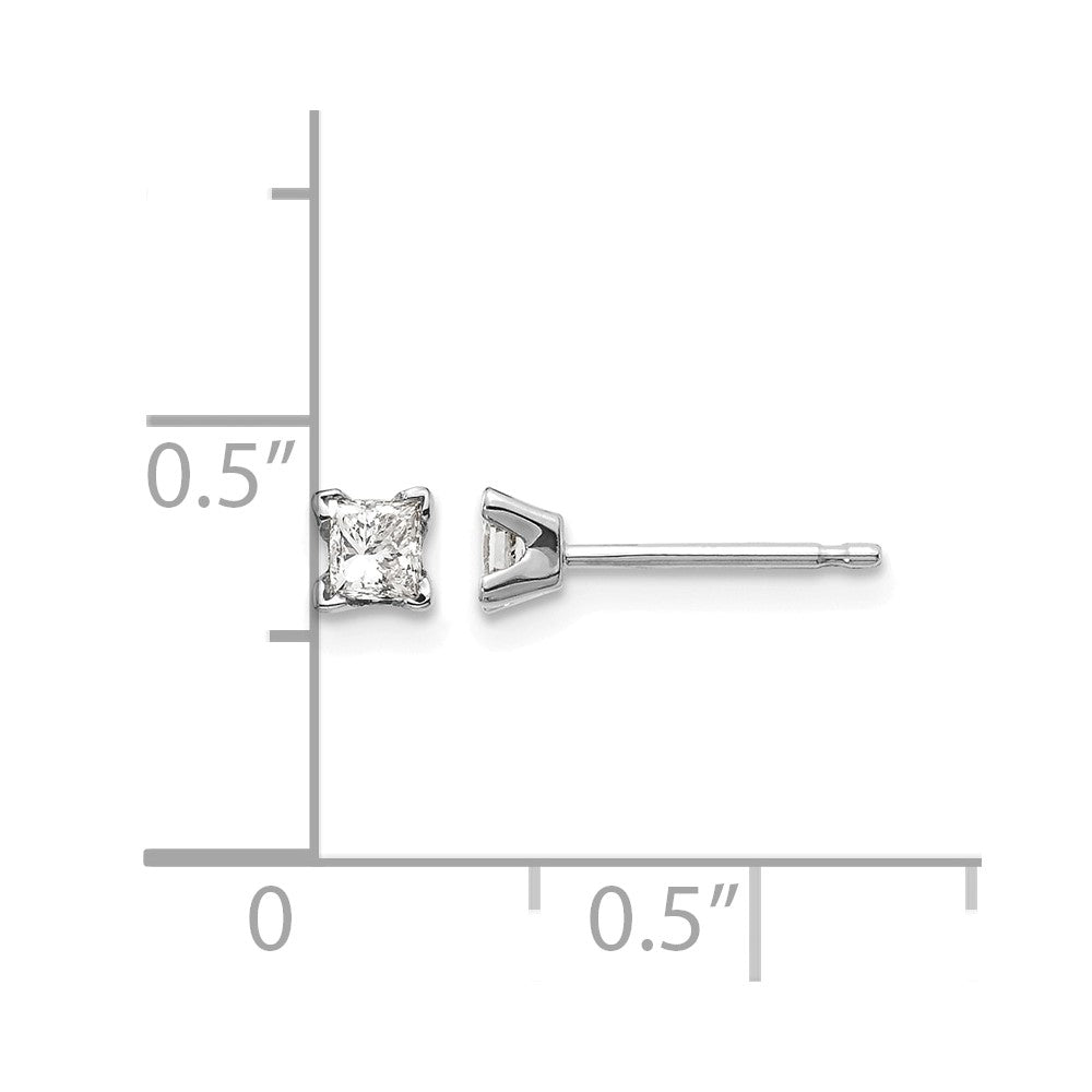 14k White Gold AA Quality Complete Princess Cut Diamond Earrings