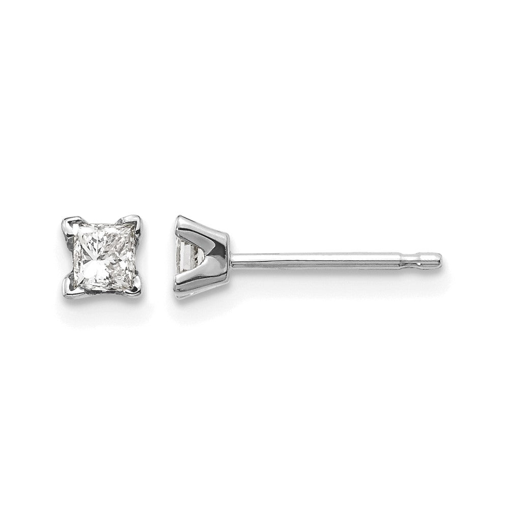 14k White Gold AA Quality Complete Princess Cut Diamond Earrings