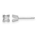 14k White Gold 3mm Princess Cut Stud Earring Mountings