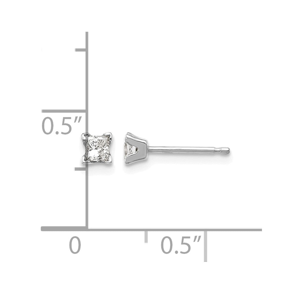 14k White Gold AA Quality Complete Princess Cut Diamond Earrings
