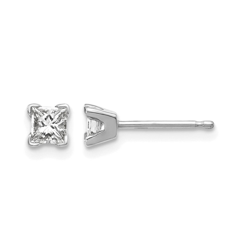 14k White Gold AAA Quality Complete Princess Cut Diamond Earring