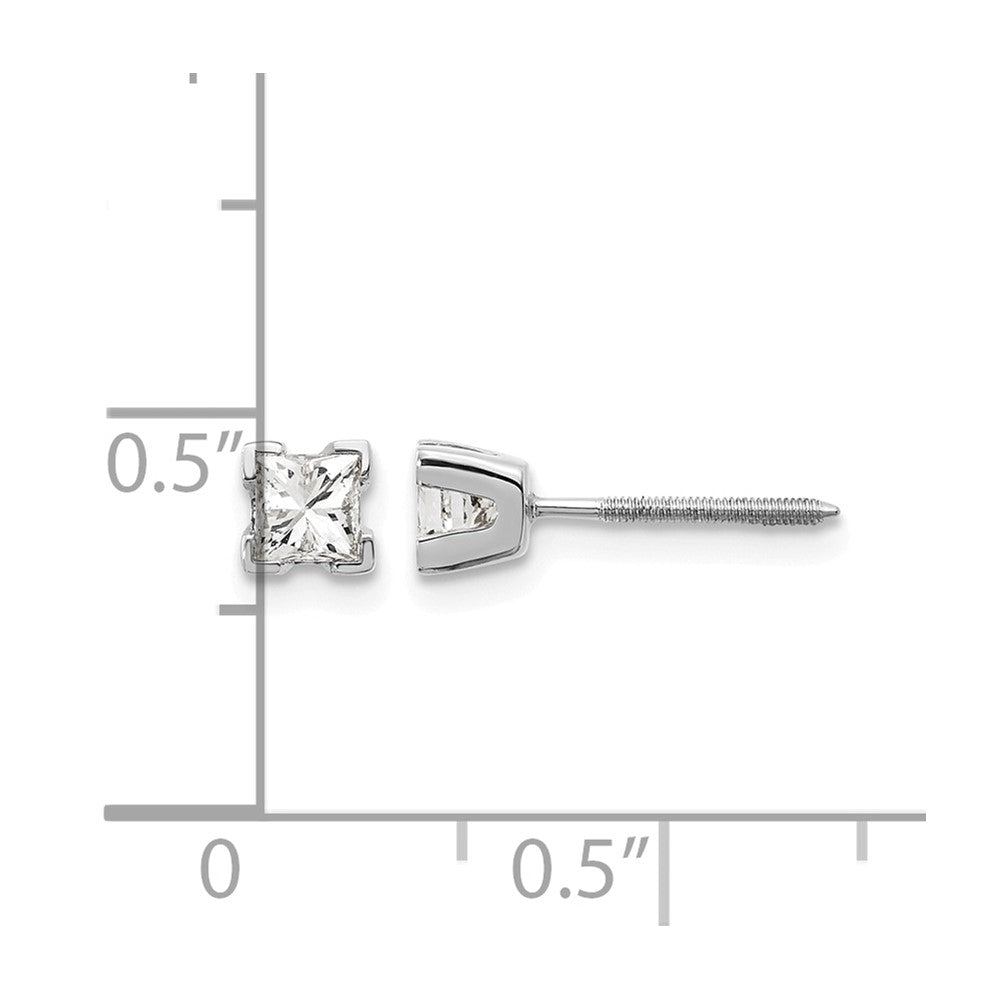 14k White Gold AA Quality Complete Princess Cut Diamond Earrings
