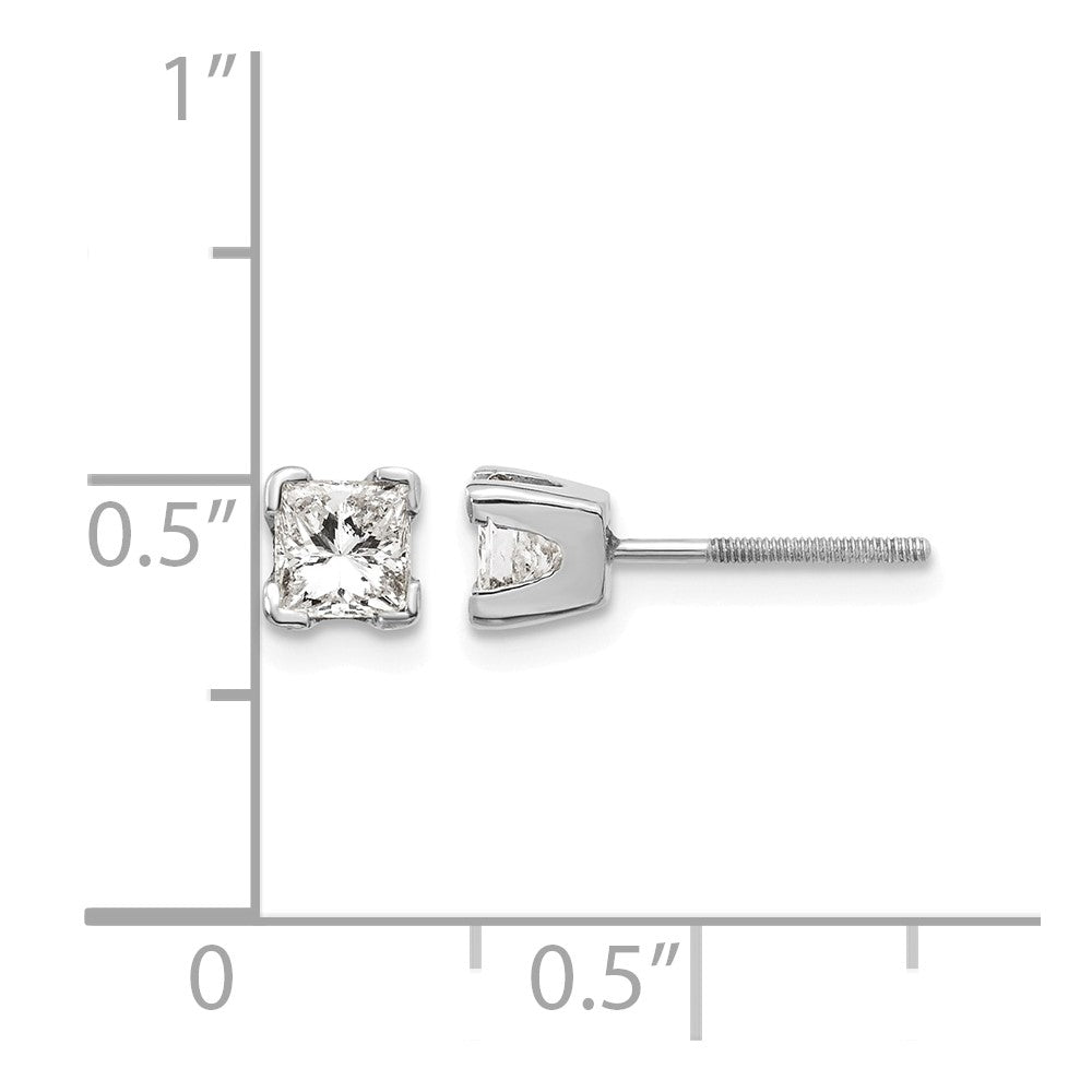 14k White Gold VS Quality Complete Princess Cut Diamond Earrings