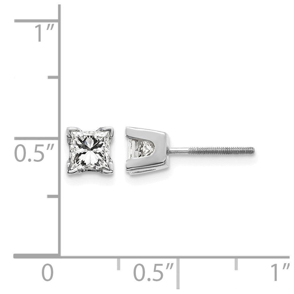 14k White Gold AAA Quality Complete Princess Cut Diamond Earring