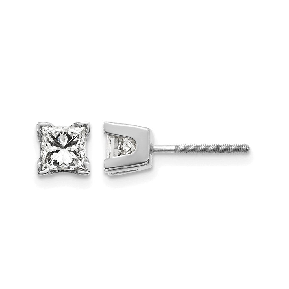 14k White Gold VS Quality Complete Princess Cut Diamond Earrings