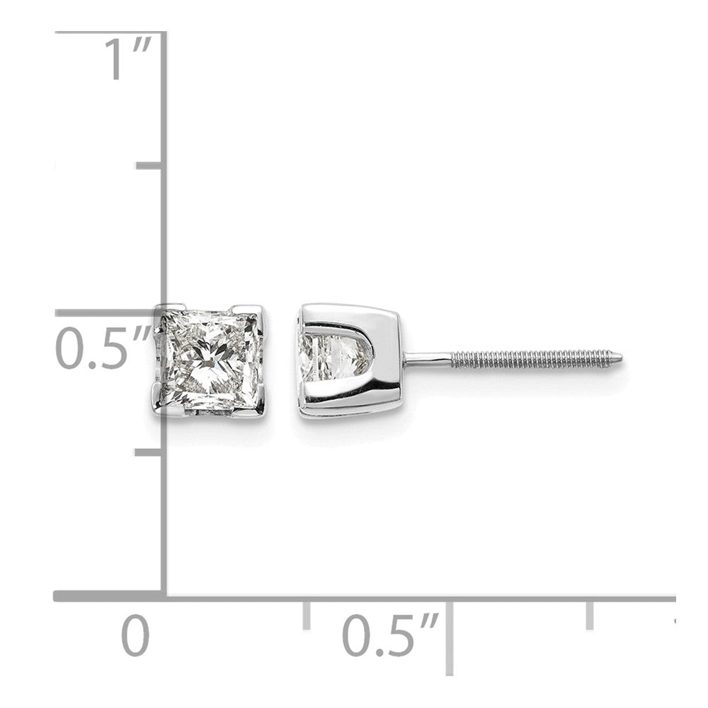 14k White Gold 1ct VS Quality Complete Princess Cut Diamond Earrings
