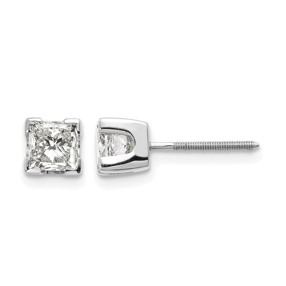 14k White Gold 1ct VS Quality Complete Princess Cut Diamond Earrings