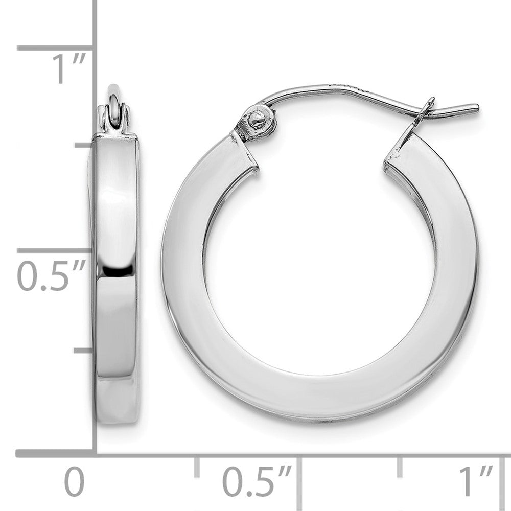 14k White Gold Square Tube Hoop Earrings