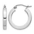 14k White Gold Square Tube Hoop Earrings