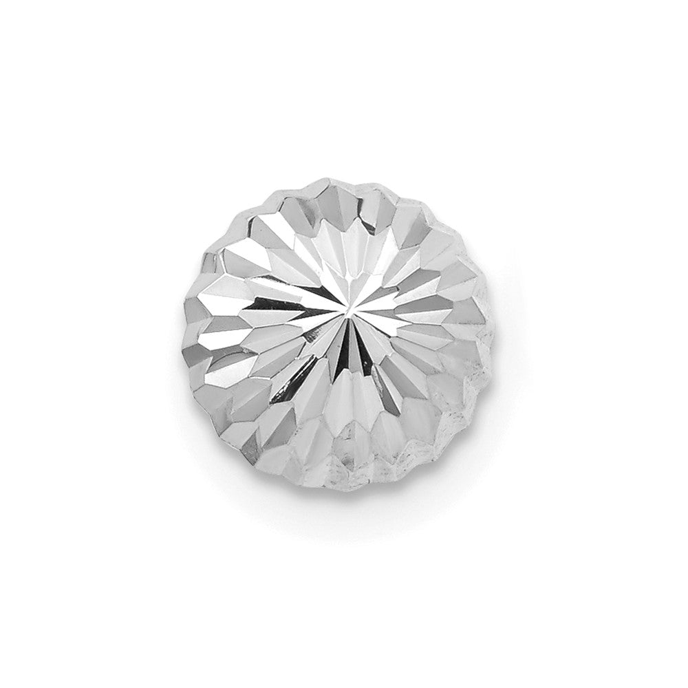 Single 14k White Gold Polished & Diamond-Cut Half Ball Post Earring