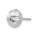 Single 14k White Gold Polished & Diamond-Cut Half Ball Post Earring