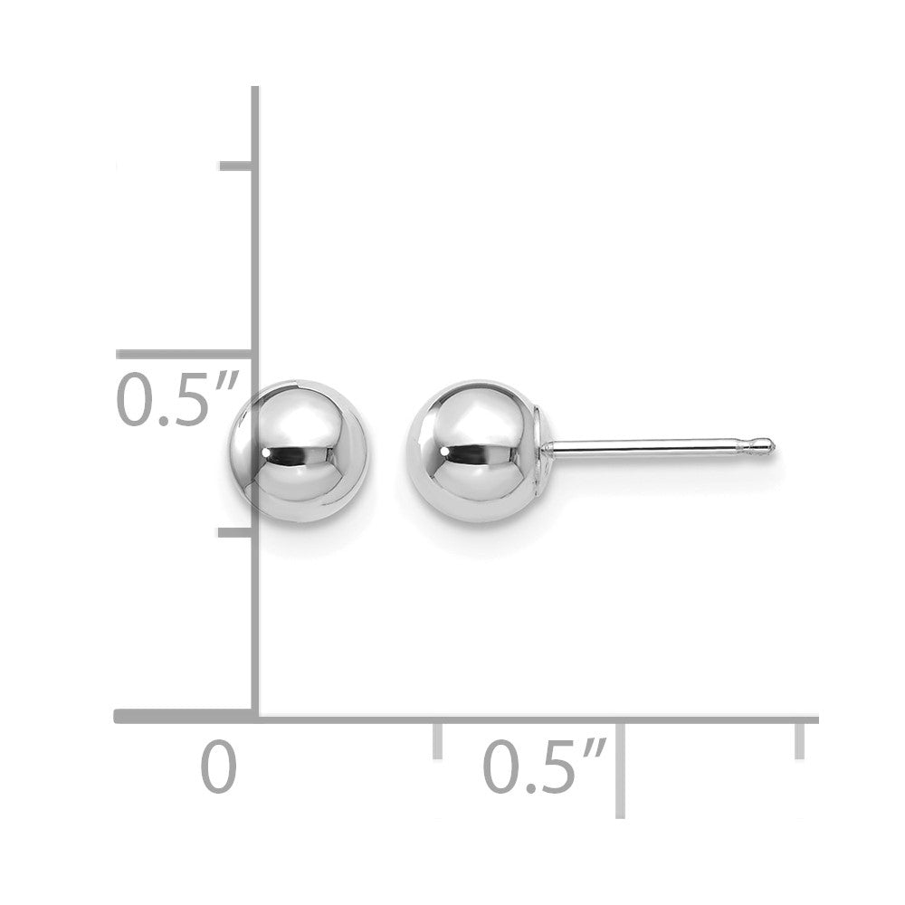 14k White Gold Polished 5mm Ball Post Earrings