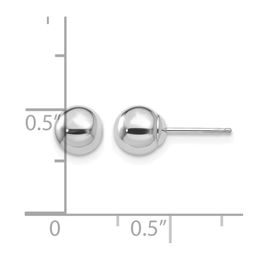 14k White Gold Polished 6mm Ball Post Earrings