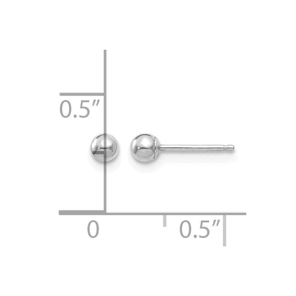 14k White Gold Polished 3mm Ball Post Earrings