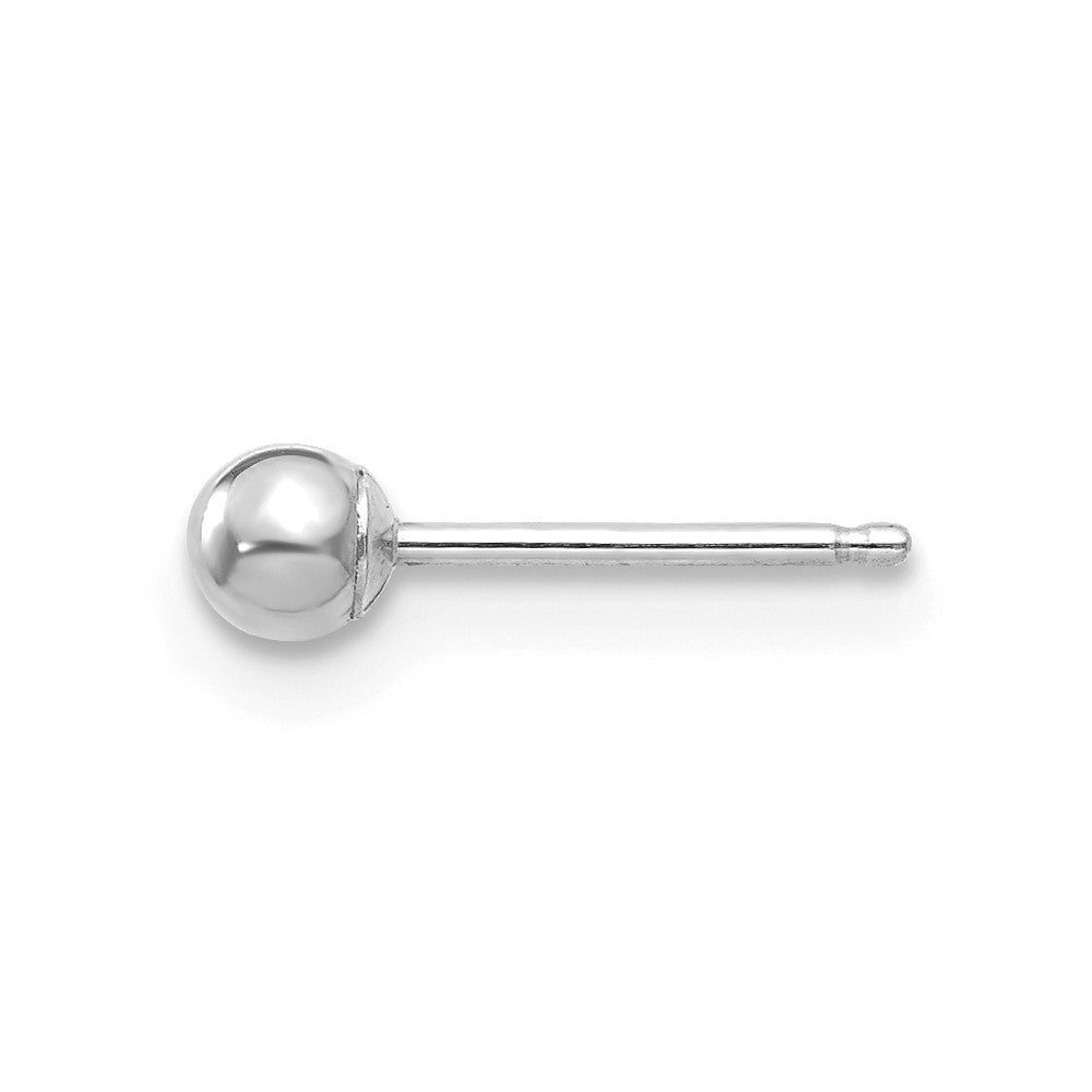 Single 14k White Gold Polished 3mm Ball Post Earring