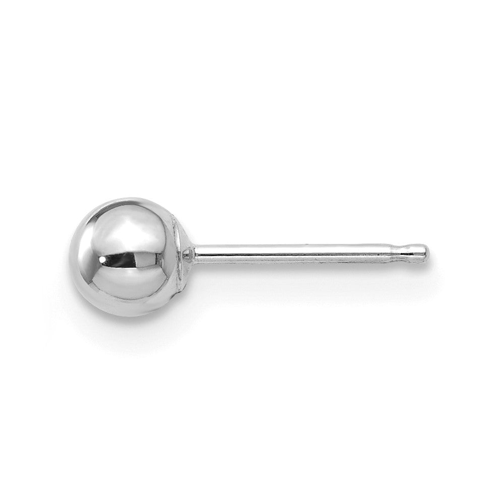 Single 14k White Gold Polished 4mm Ball Post Earring