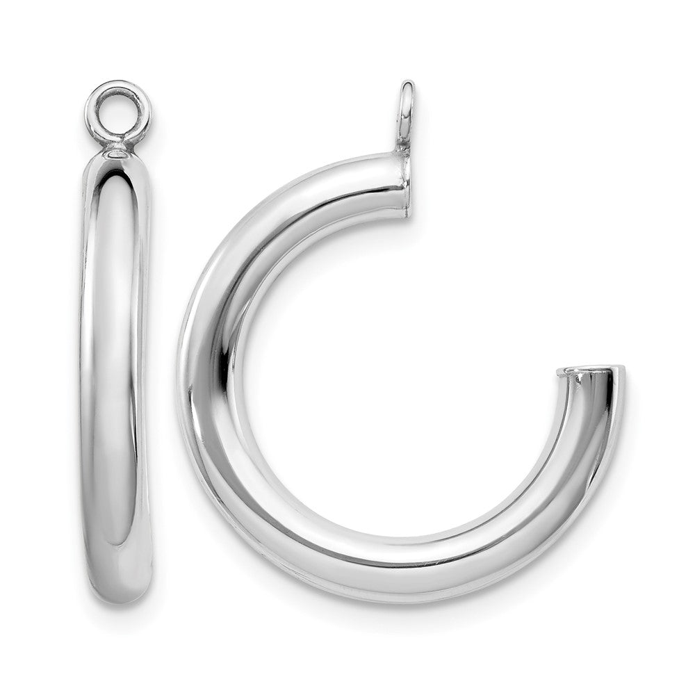 14k White Gold Polished Tube Hoop Earring Jackets