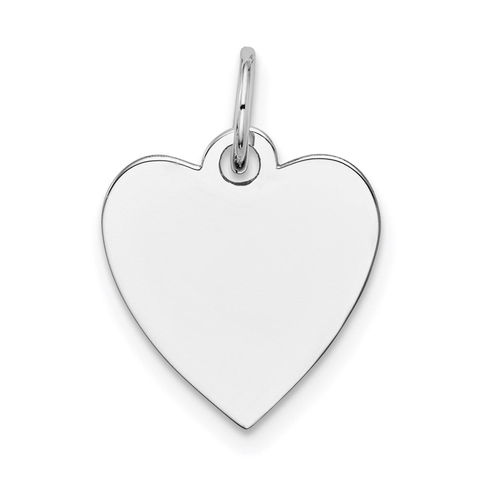 14k White Gold Plain .018 Gauge Engravable Heart Charm