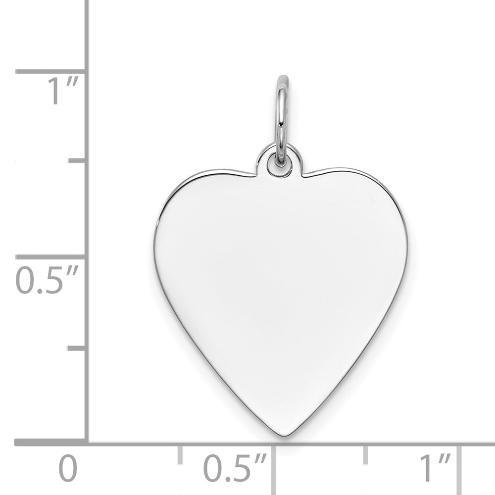 14k White Gold Plain .027 Gauge Engravable Heart Charm