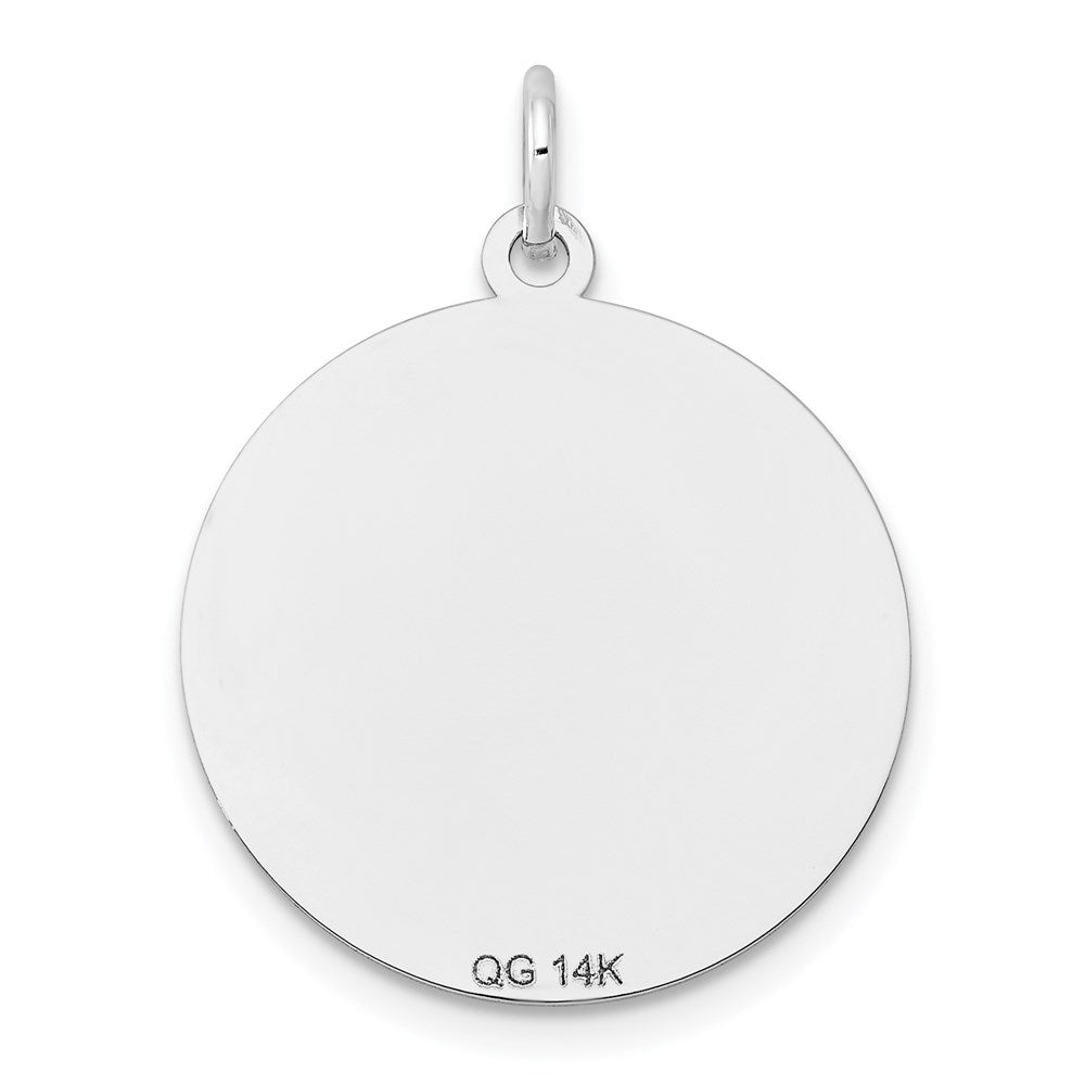 14k White Gold Etched Design .018 Gauge Round Engravable Charm
