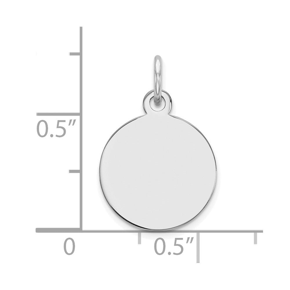 14k White Gold Plain .013 Gauge Round Engravable Disc Charm