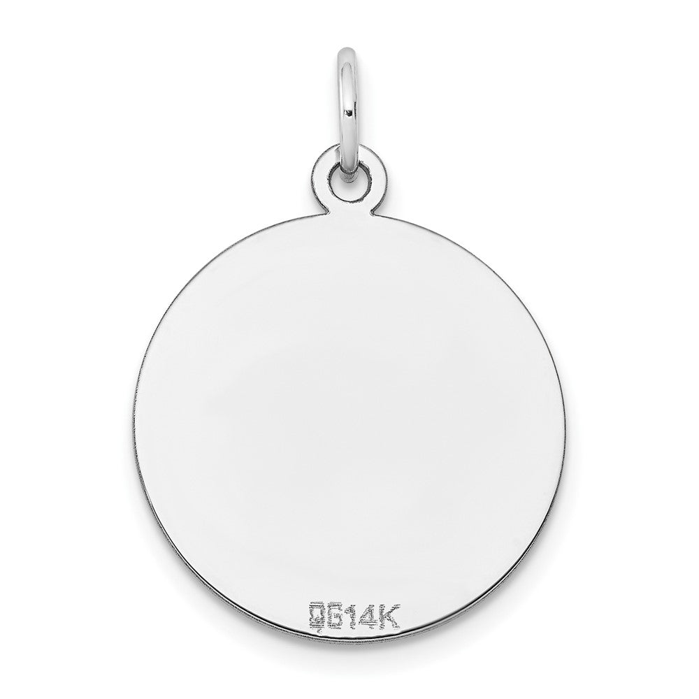 14k White Gold Plain .018 Gauge Round Engravable Disc Charm