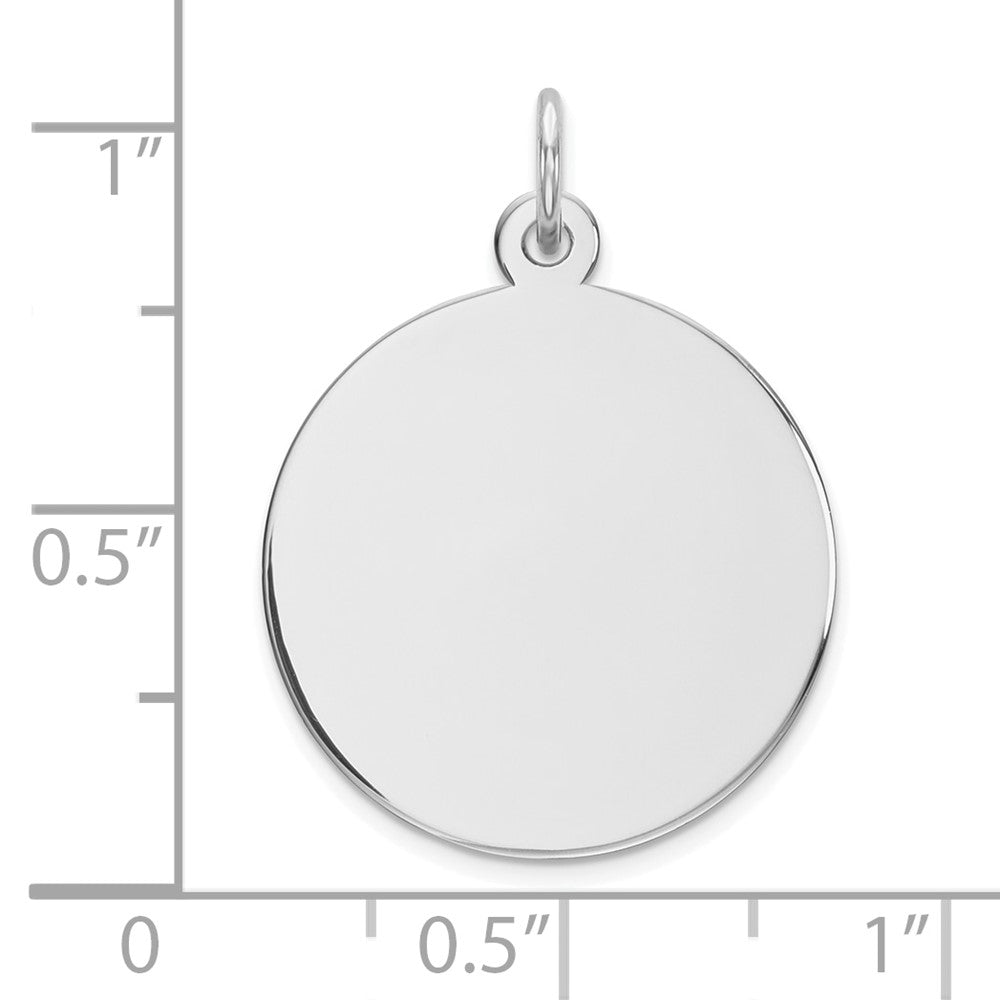 14k White Gold Plain .018 Gauge Round Engravable Disc Charm