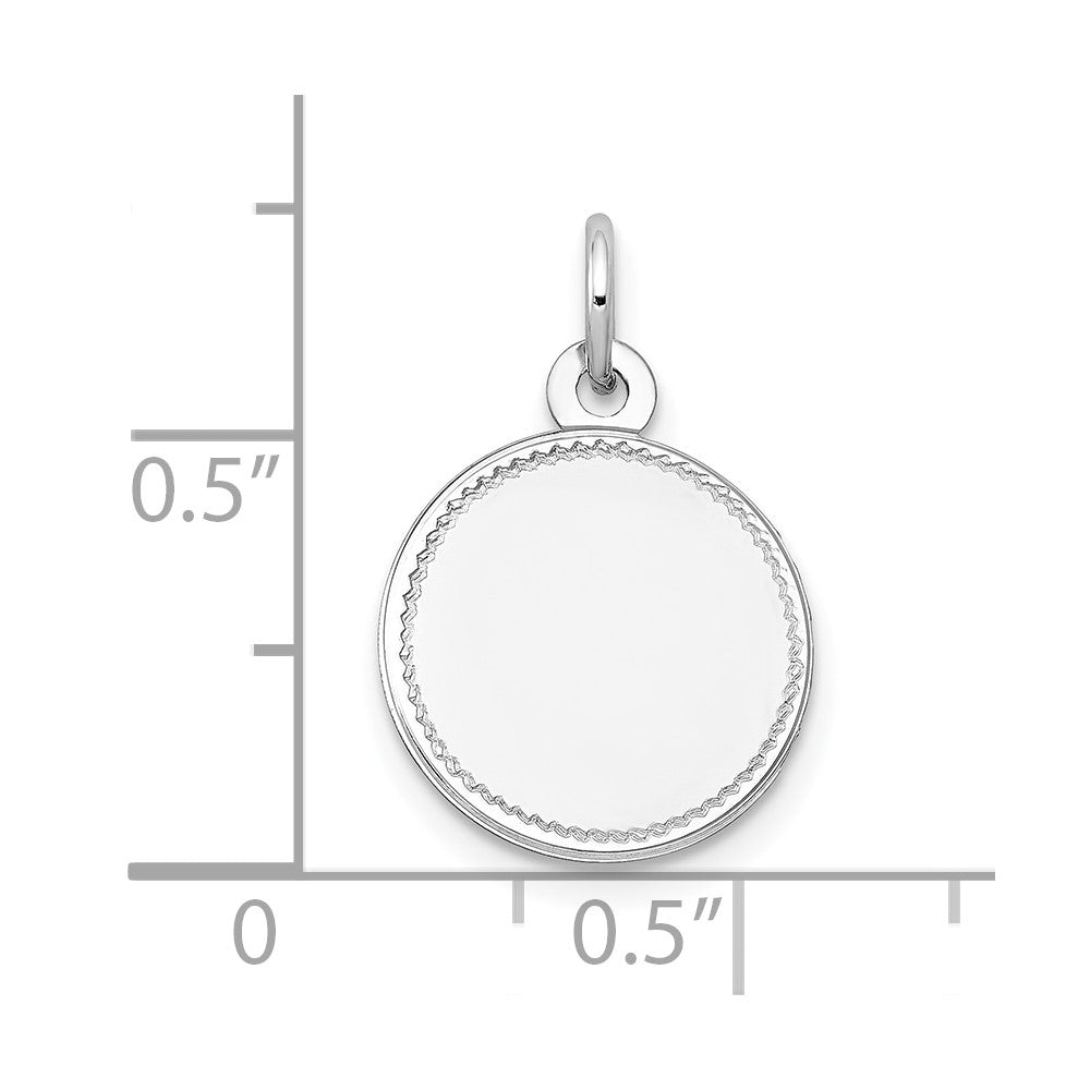 14k White Gold Plain .018 Gauge Round Engravable Disc Charm