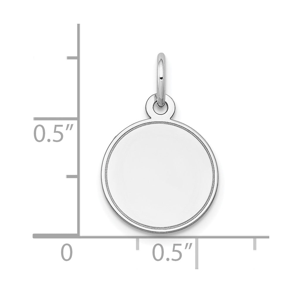 14k White Gold Plain .011 Gauge Round Engravable Disc Charm