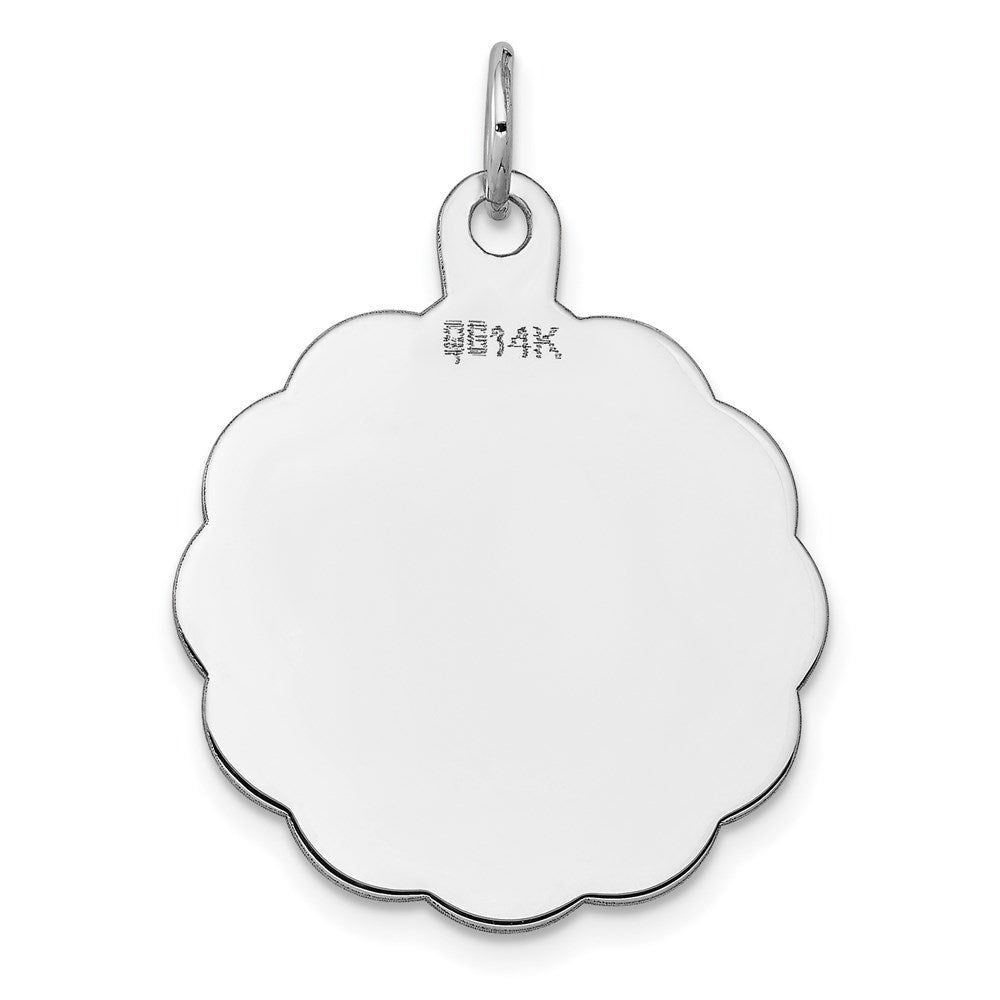 14k White Gold .013 Gauge Engraveable Scalloped Disc Charm