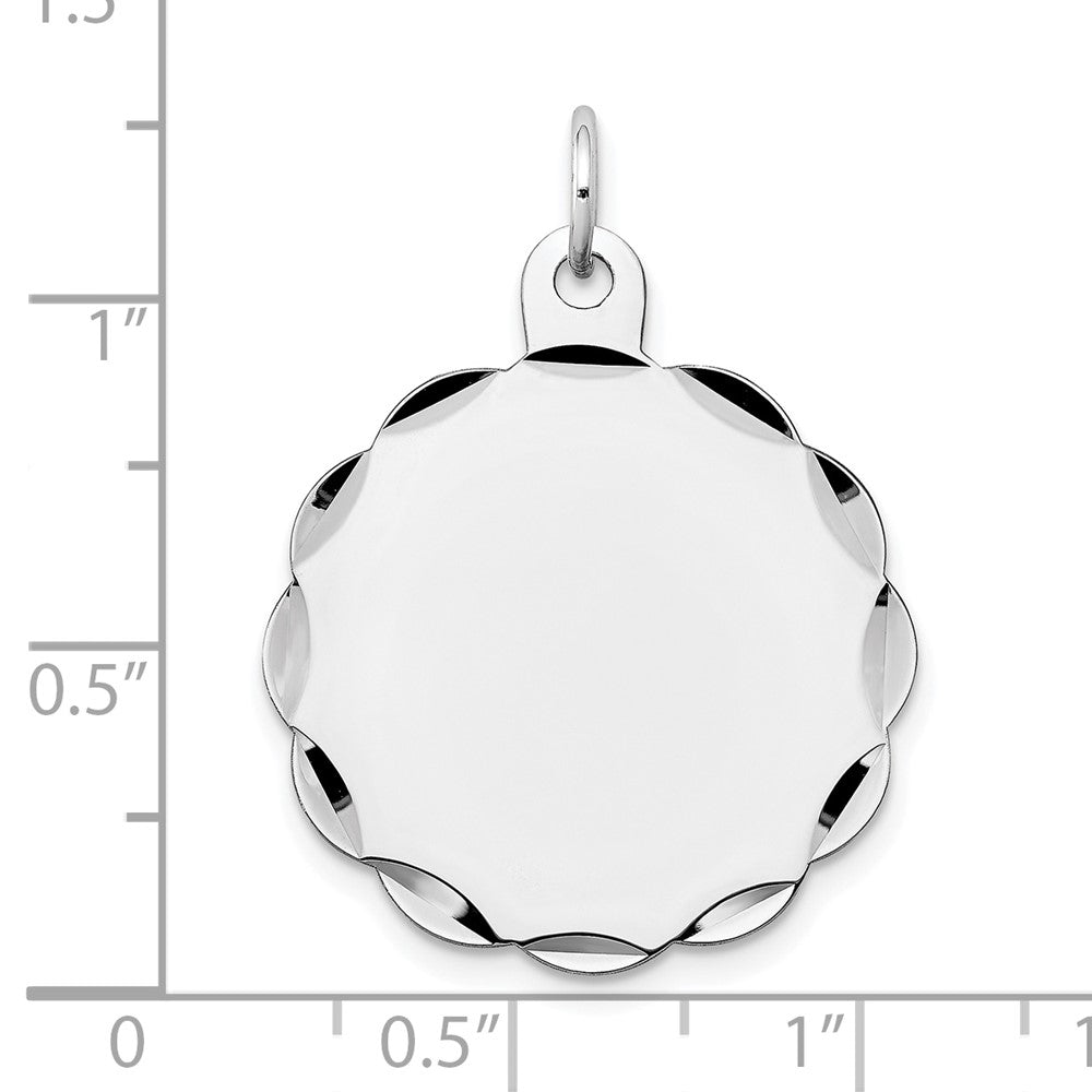 14k White Gold .011 Gauge Engraveable Scalloped Disc Charm