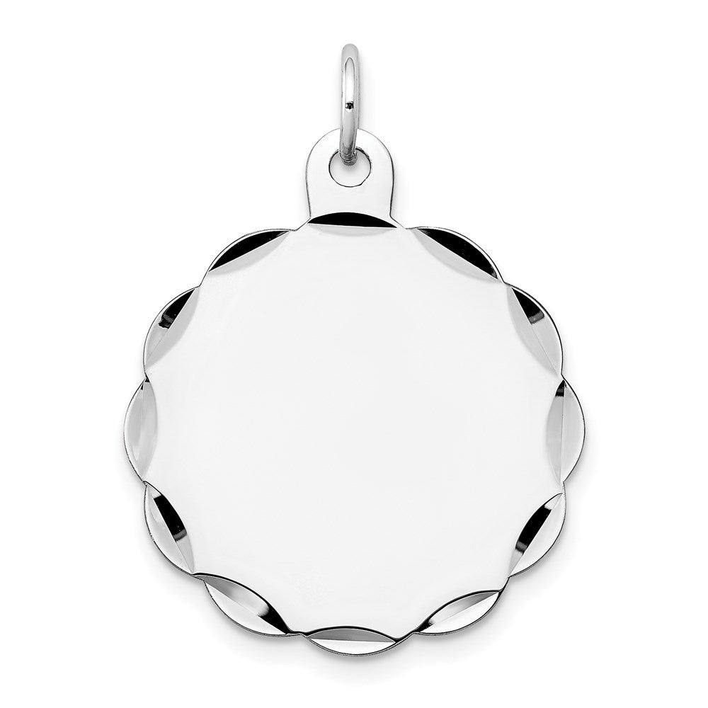 14k White Gold .018 Gauge Engraveable Scalloped Disc Charm