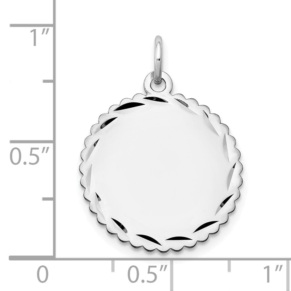 14k White Gold .011 Gauge Engraveable Scalloped Disc Charm