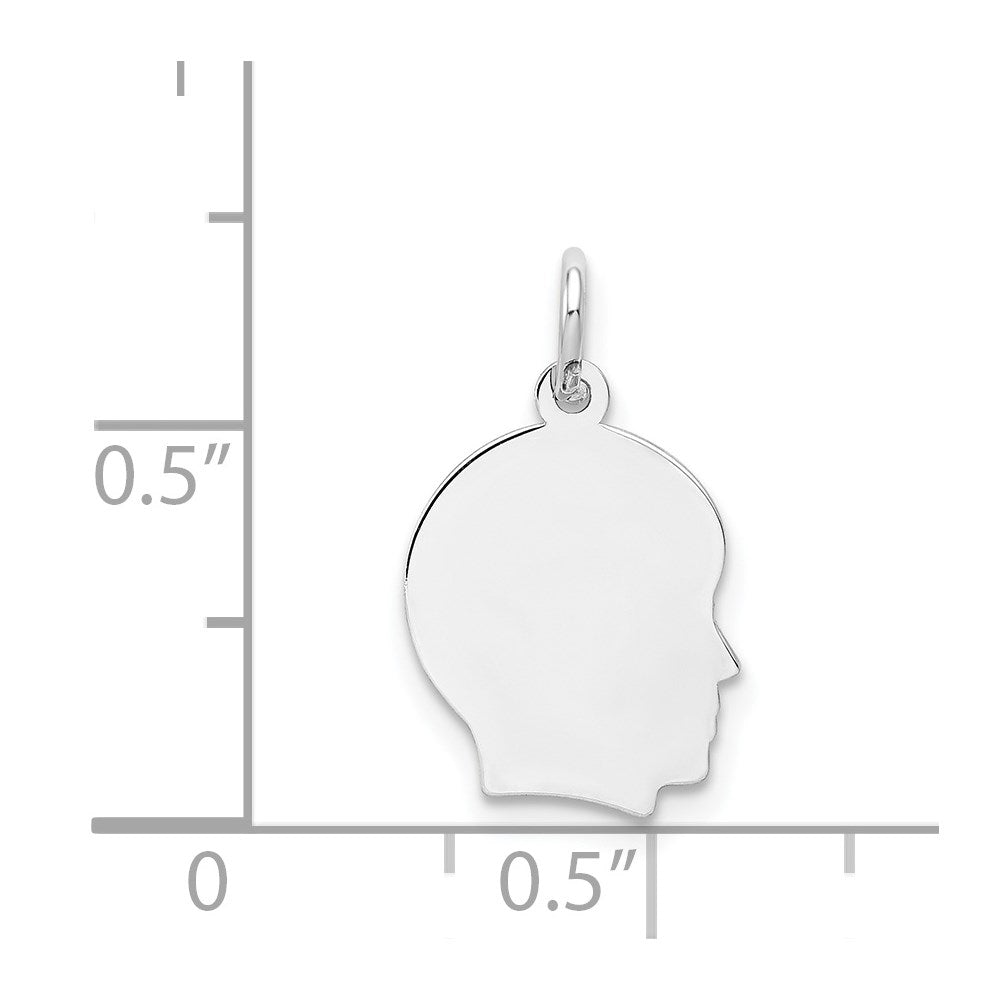 14k White Plain Small.018 Depth Facing Right Engravable Boy Charm