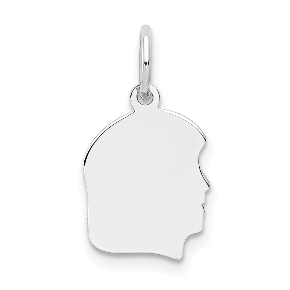 14k White Plain Small.013 Depth Facing Right Engravable Girl Charm