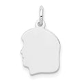14k White Plain Small.027 Depth Facing Left Engravable Girl Charm