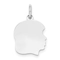 14k White Plain Medium.009 Depth Facing Right Engravable Girl Charm