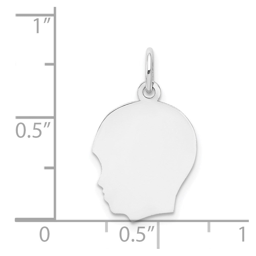 14k White Plain Medium.013 Depth Facing Left Engravable Boy Charm