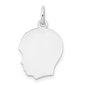 14k White Plain Medium.027 Depth Facing Left Engravable Boy Charm