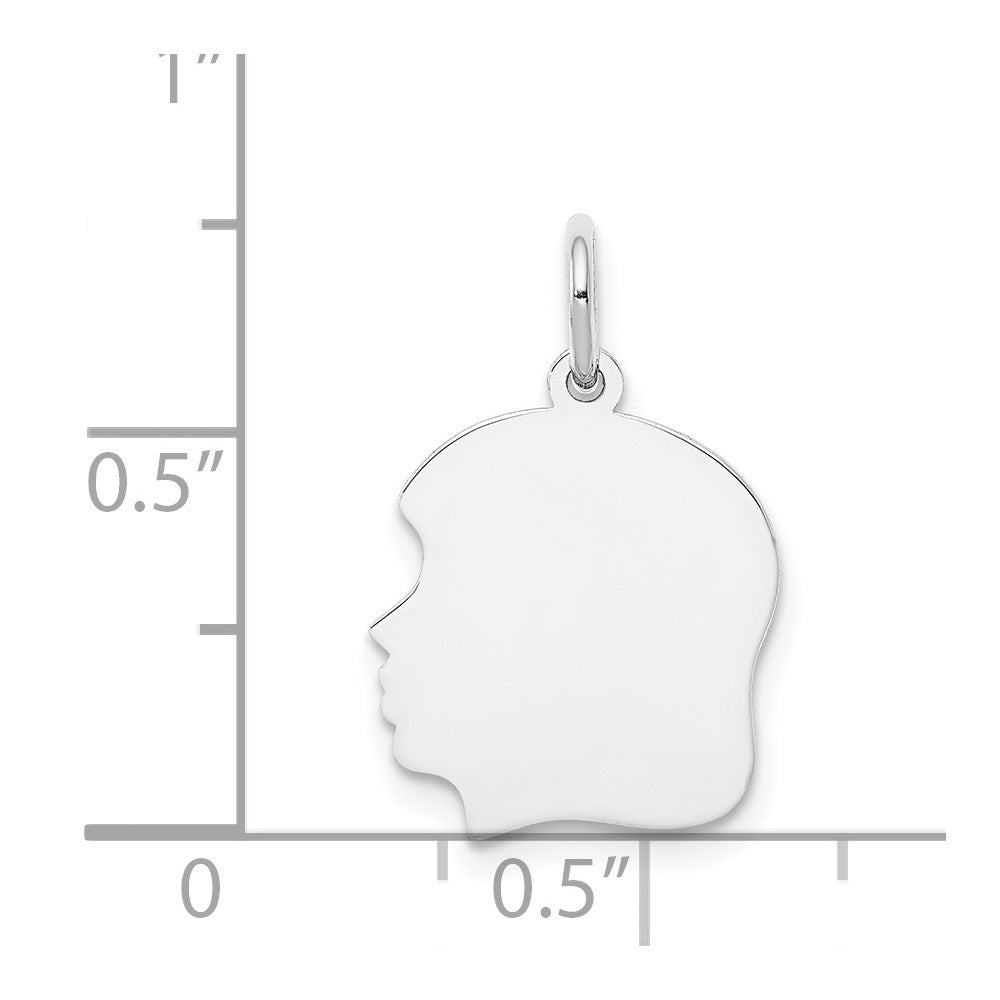 14k White Plain Medium.011 Depth Facing Left Engravable Girl Charm