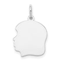 14k White Plain Medium.011 Depth Facing Left Engravable Girl Charm