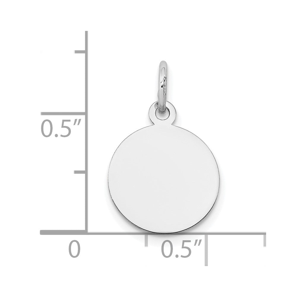 14K White Gold Round Disc Charm