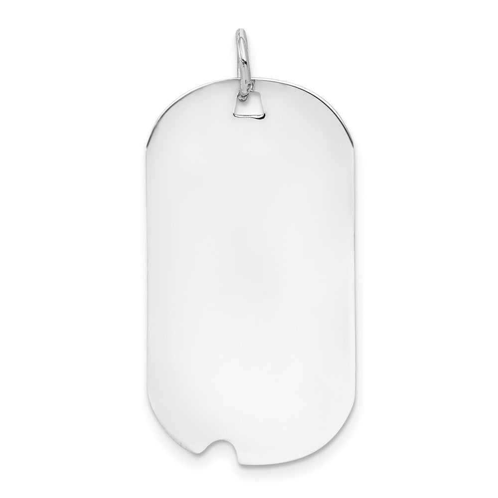 14k White Gold Plain .013 Gauge Engravable Dog Tag w/Notch Disc