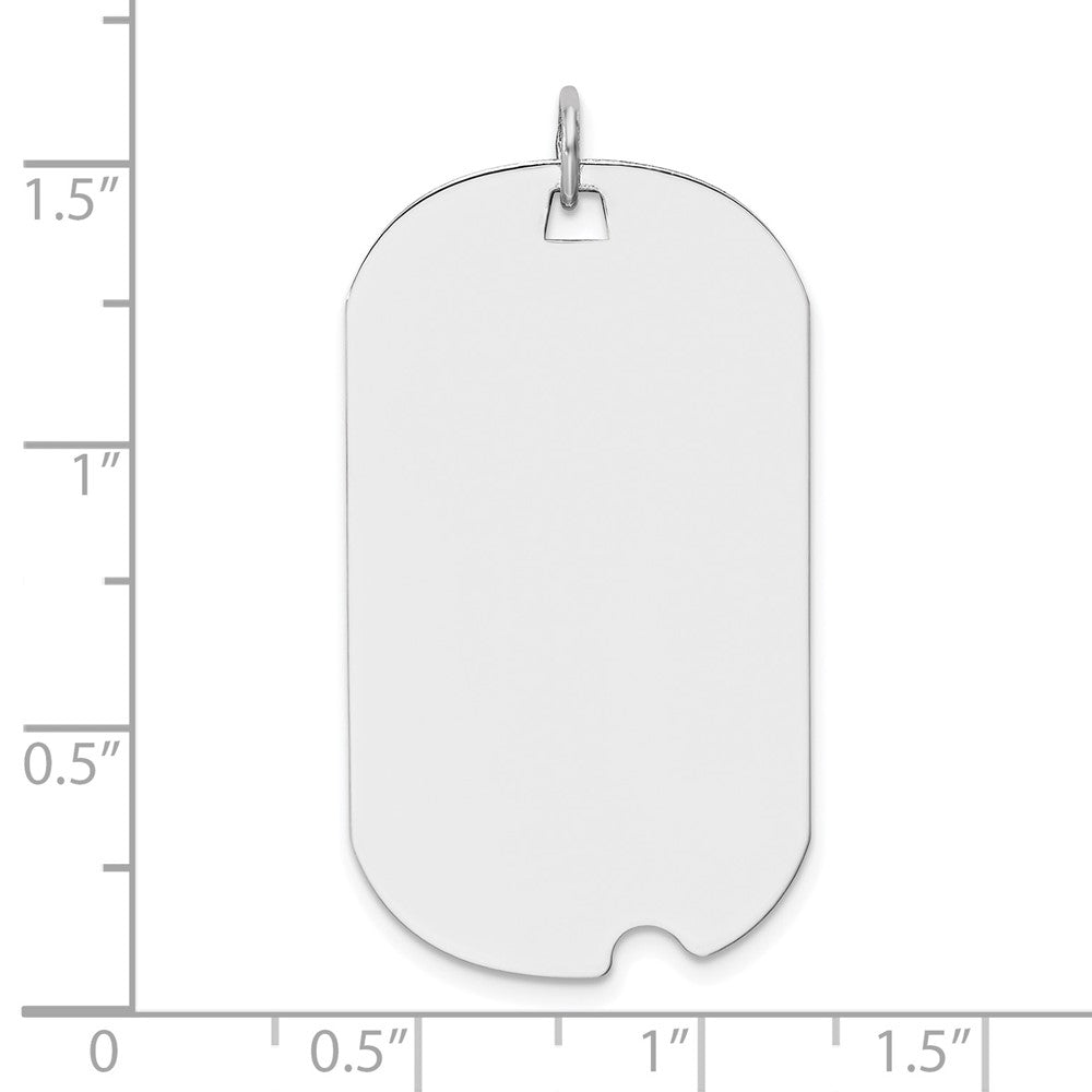 14k White Gold Plain .018 Gauge Engravable Dog Tag w/Notch Disc
