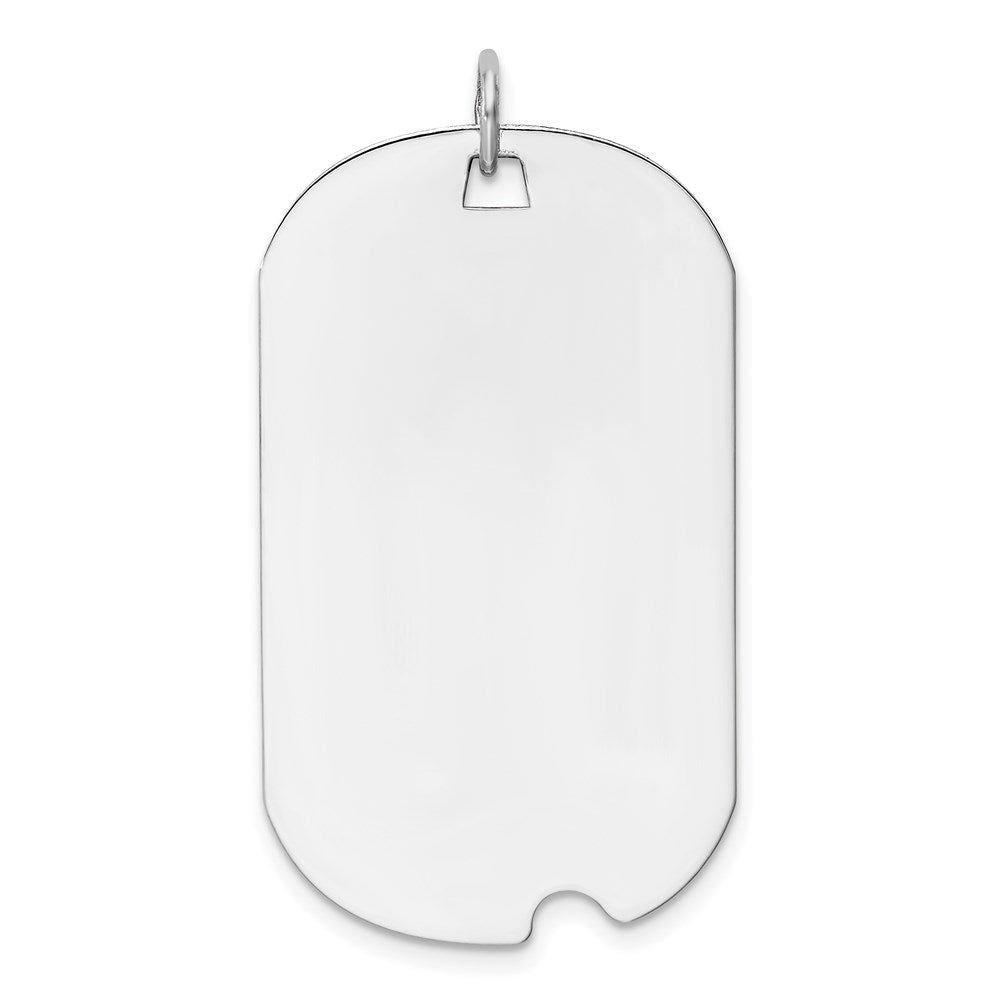 14k White Gold Plain .035 Gauge Engravable Dog Tag w/Notch Disc
