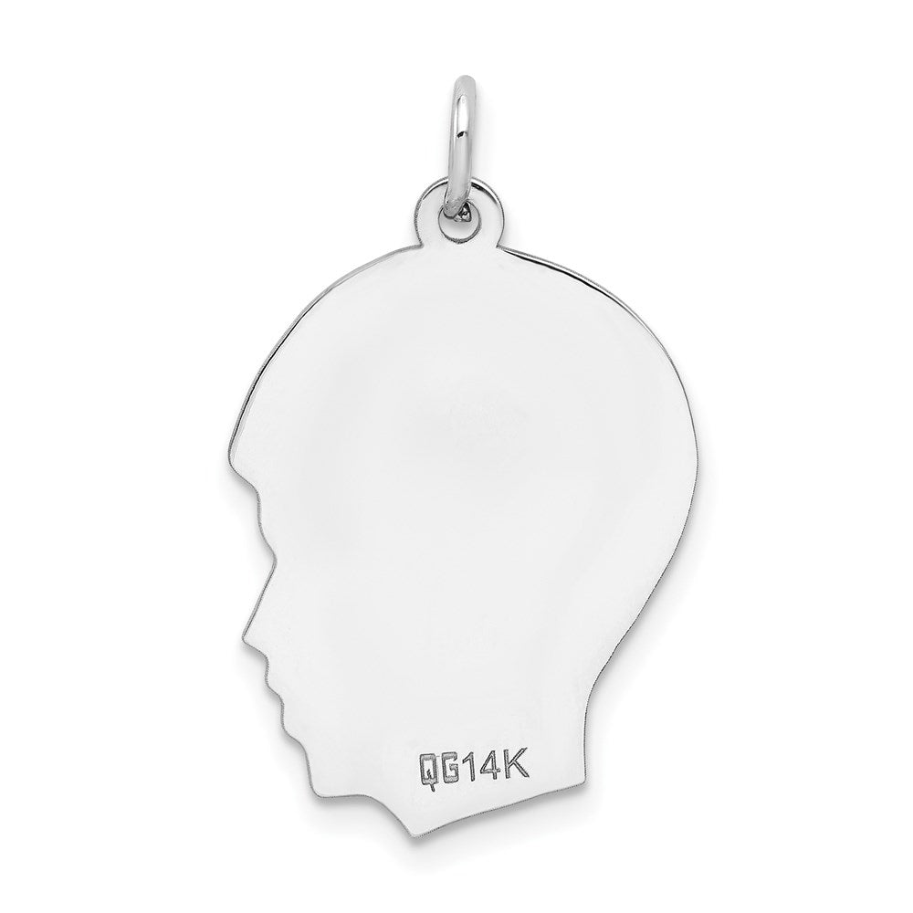 14k White Plain Medium.011 Depth Facing Right Engravable Boy Charm