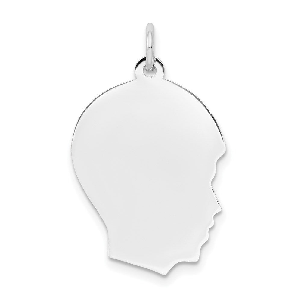 14k White Plain Medium.018 Depth Facing Right Engravable Boy Charm