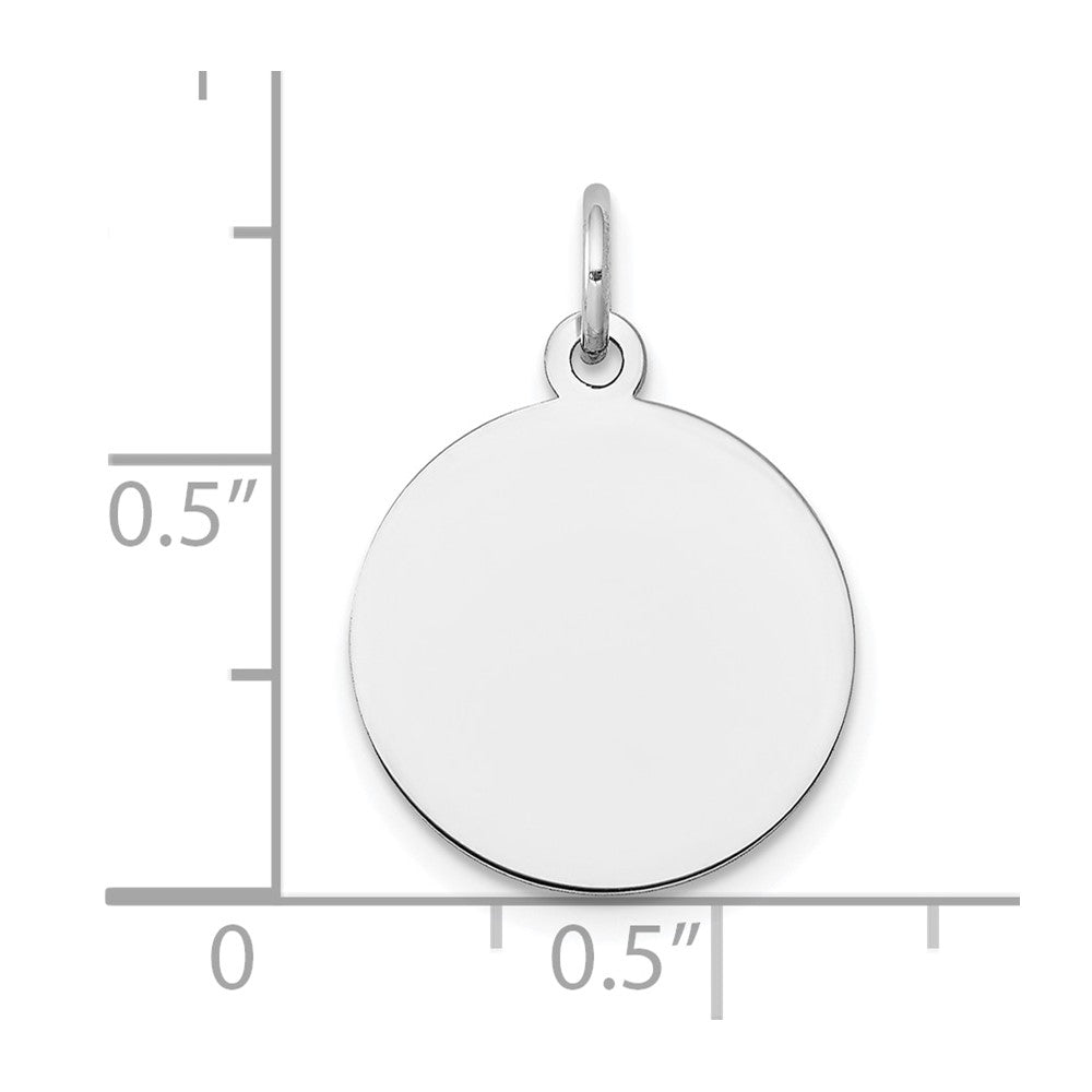 14k White Gold Plain .027 Gauge Circular Engravable Disc Charm