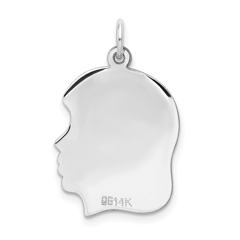 14k White Plain Medium.035 Depth Facing Right Engravable Girl Charm