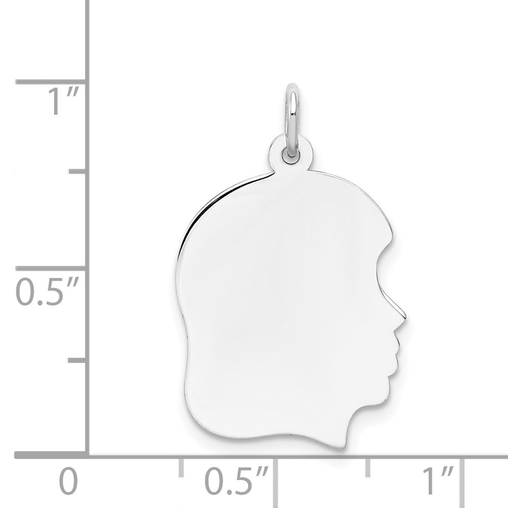 14k White Plain Medium.027 Depth Facing Right Engravable Girl Charm
